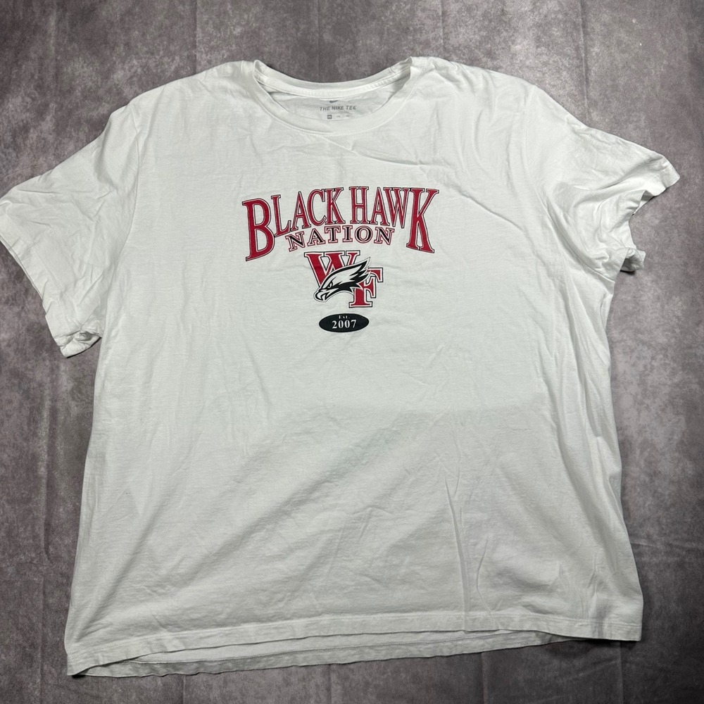 Nike WF 2007 Black Hawk Nation Graphic T Shirt White Mens 4XL Short Sleeve